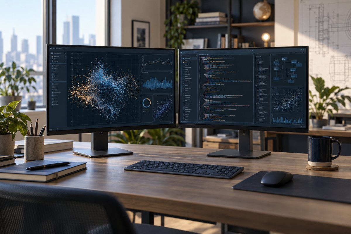 Data displays at an engineering workstation